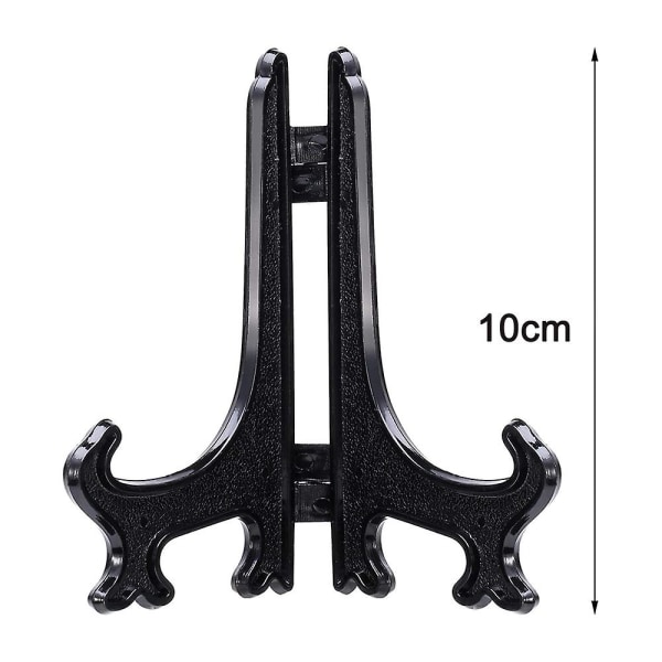 Piao 12 stk. Plastik Staffeli Pladeholdere, Pladeholdere, Foldbare Plader, Display Stativer Til Præsentation Af Samlingsplader, Skålholdere, Bøger, P Black 4 inch