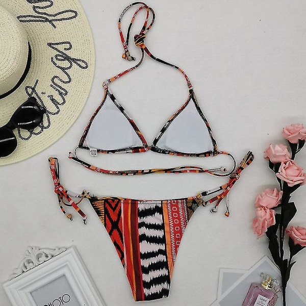 kvinnor Sexig brasiliansk Bikini Set Baddräkt Push Up Baddräkt Side Tie Beachwear M