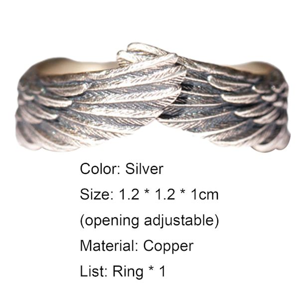 Justerbar Engelvinge Formet Åben Ring Elegant Par Ring Ornament Til Daglig Brug