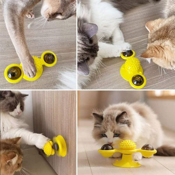 Pet Windmill Toy Cat Record Player (Gult Lys),