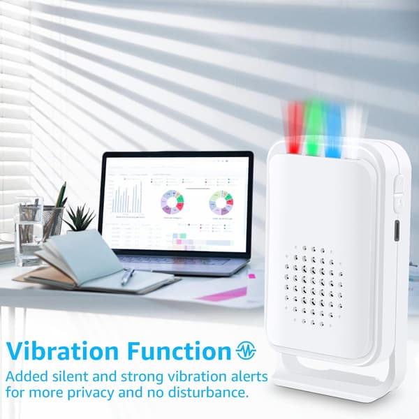Rörelsesensor dörrklocka, butiksklocka med tyst vibration, 280m räckvidd, 4 färgs LED-ljus, 17 melodier