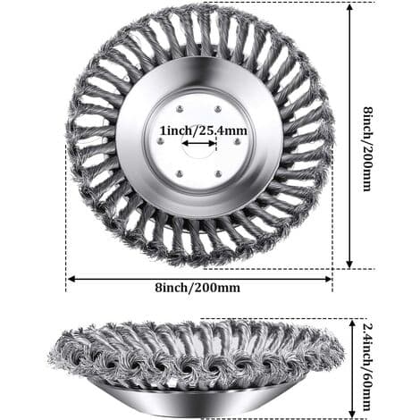 8 tommers ståltrimmerhode, metallbørstetrimmerhode, linjetrimmerhode, erstatningshode for hagebørste, for trimming