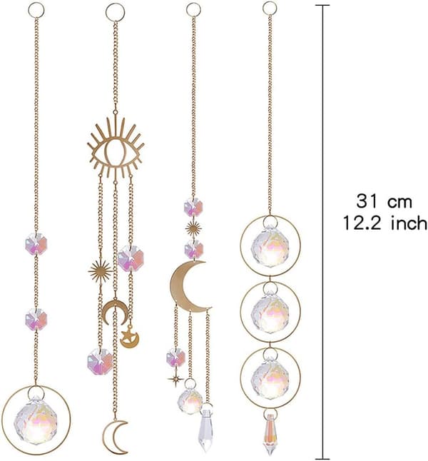 4 stk. krystall solfanger, solfanger krystallanheng ornament,