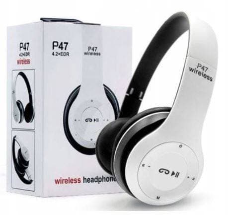 Trådløse Bluetooth On-ear hodetelefoner med mikrofon Hvit