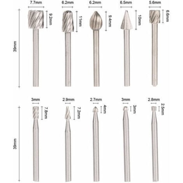 Elektrisk slibetilbehør, roterende fræser Hss fræser, 10 stk, 3 mm