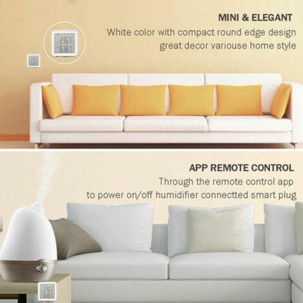 Fuktdetektor WiFi Smart Temperatur Fuktighetssensor Kompatibel med Alexa Super Long Range Trådlös Digital Hygrome