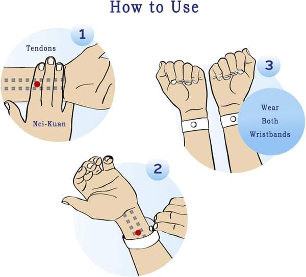 10 par Akupressurarmband, Åksjukeband