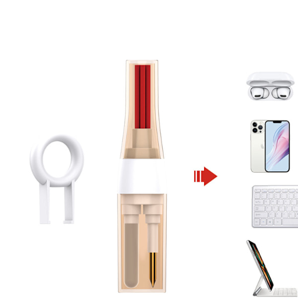 Multifunktionel tre-i-en hvid headset rengørings pen rengørings sæt mobiltelefon Bluetooth headset bærbar rengørings pen