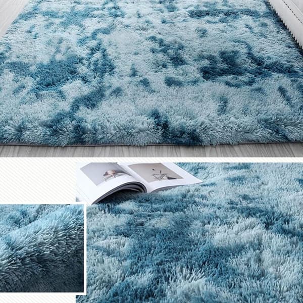 Mörkblå 80*160cm gradient tie-dye vardagsrumsbord sovrum plysch rektangulär golvmatta, för toalett, toalett, etc