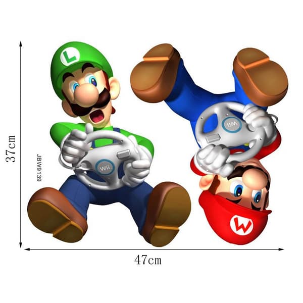 Jätteväggdekaler Super Mario Bros. Yoshi och Mario, avtagbara