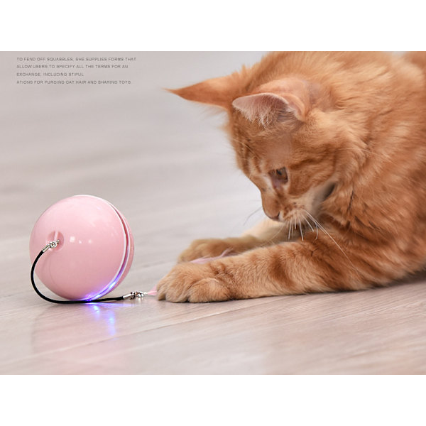 Elektrisk Katt Leksak LED Laser Rolig Katt Boll, Rolig Katt Stick Fjäder USB Laddning Rolig Katt Leksak (Rosa)