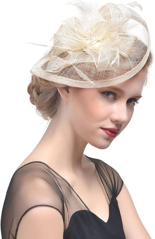 Elegant Dam Fascinator Hatt Bröllopsfjädrar Hårklämma