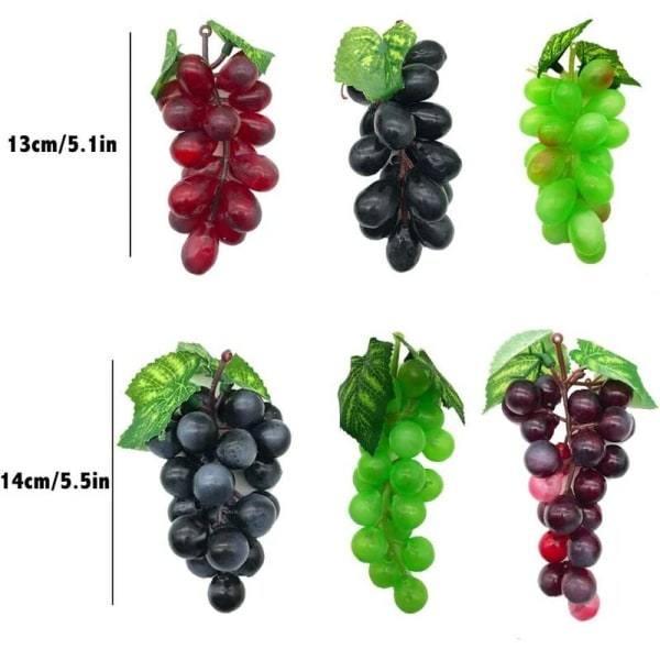 12-pack olika konstgjorda druvor Frostade druvklasar gummidruvor med 4 storlekar för vintage Fruktvindekor Fa