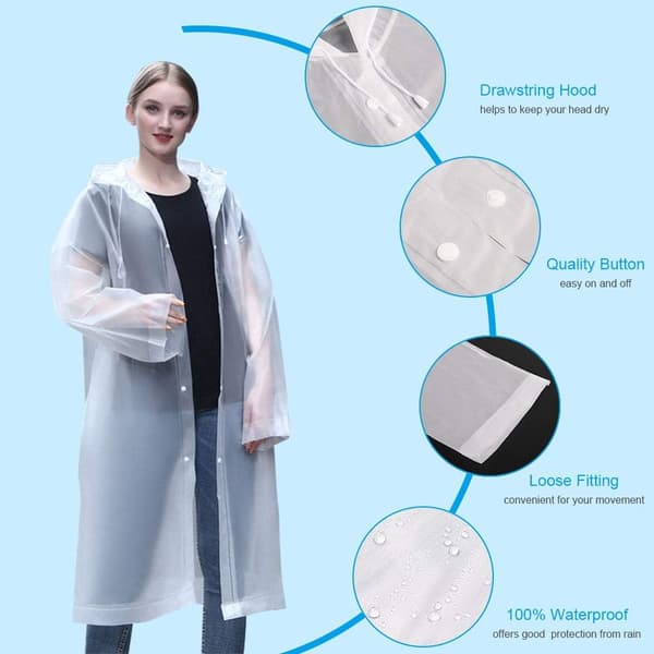 Regnponcho, 2-pack, Återanvändbart Poncho EVA