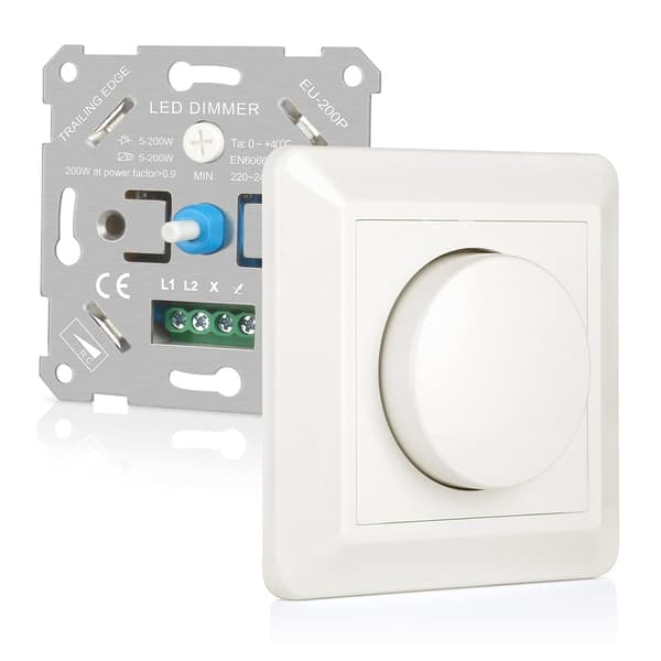 LED Dimmerbryter 5-200W, 220V-240V Dimbar LED Dimmerbryter, Roterende LED Dimmer for Dimbar LED og Halogenlamper