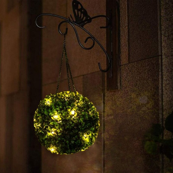 LED hängande ljuskrona utomhus konstgräsbelysning (medium gräsboll 20*41cm), Lämplig för trädgård och trädgård