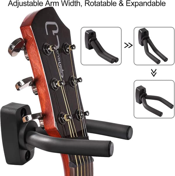 Justerbar Gitarr Väggfäste Gitarrkrok Med Skruvar Gitarrställ För Akustisk Elbas Mandolin Banjo Ukulele Fiol Svart (4 Pack)