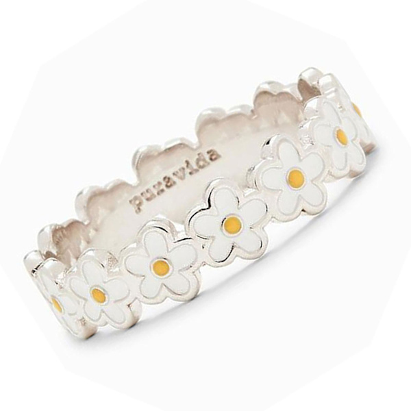 Damring Anti-Missfärgning Marguerite Blomform Finger Ring Modeaccessoar För Present US 6