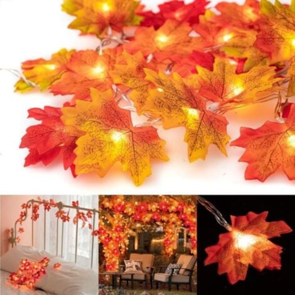 2M 10 LED höstlöv ljusslinga LED ljusslinga för juldekoration Thanksgiving fest DIY Halloween dekor