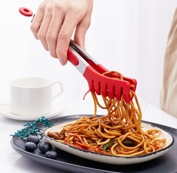 Rustfritt stål matklemme med silikonkam (9 tommer)