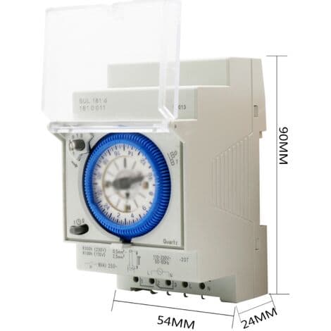 Analog tidsbryter med synkronmotor og dagsprogram, timer