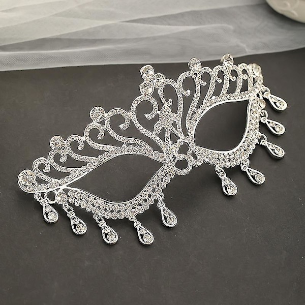 Bröllops Maskerad Mask Rhinestone Inlagd Glansig Lyxig Metall Mask För Män Och Kvinnor Dansfest