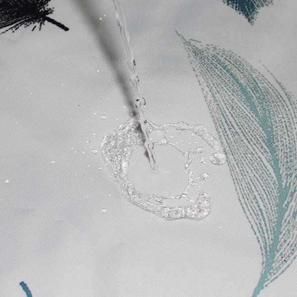 Blå Plume Fjederprint Bruseforhæng (132g) 150B*180H CM
