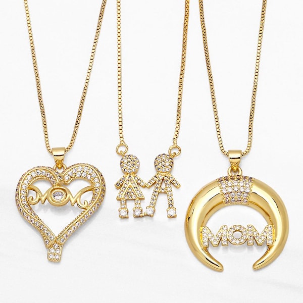 Halsband Present Till Mamma Zirkon Hjärta Stud Mode Smycken Ac8261 B