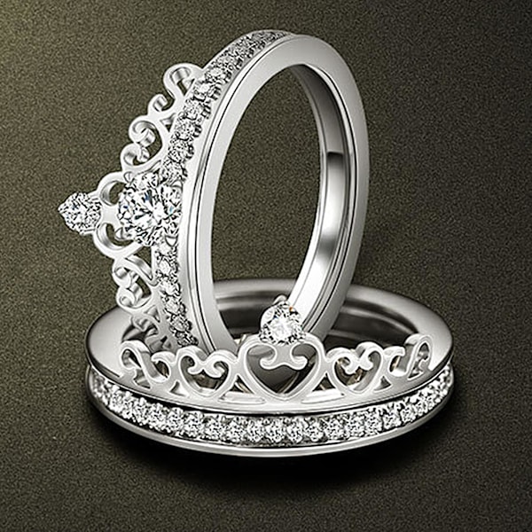 Legering Ring Solid Avtakbar Krone Avtakbar Krone Dame Ring Til Bryllup Platinum US 9