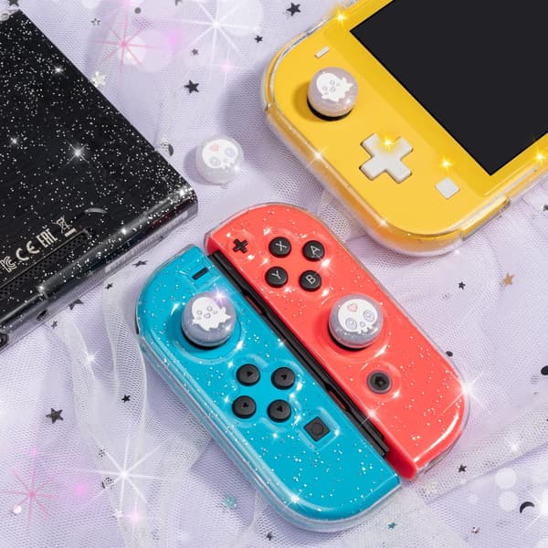 Ghost Thumb Grips - Halloween Gothic Clear Glitter Gamepad