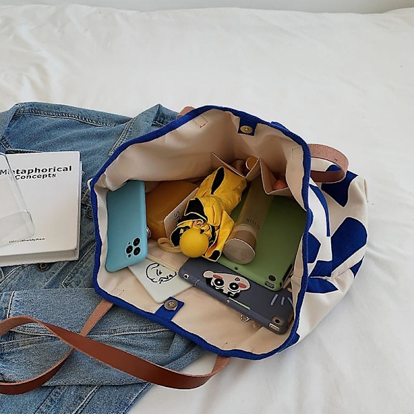 Dam Canvas Väska Stor Handväska Tote Väska Semester Strandväska Shoppingväska Stor Kapacitet Axelväska Hinkväska För Skola Arbete Resa Dragkedja Stängning Green