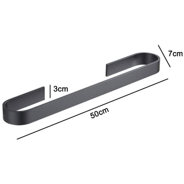 Sort Håndklædeholder 50cm Lang Væghængt Håndklædeholder Ingen Boring Ingen Rust Velegnet Til Badeværelse