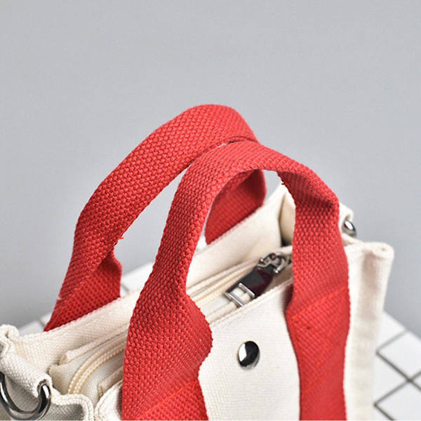Damväska Nytt Tvåändamåls Canvas Kvadratisk Väska Koreansk Version Kontrastfärg Enkelsidig Messenger Handväska Mjuk Canvas Väska A916-292 Red