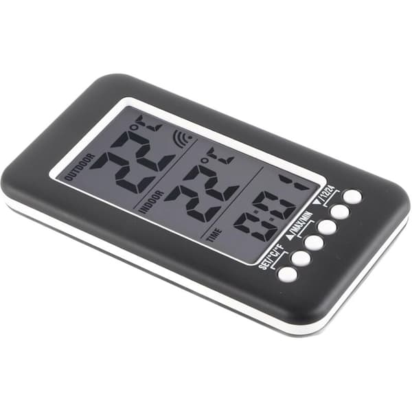 Trådløst indendørs/udendørs termometer – Digitalt LCD-display – Rækkevidde -40 til 70 °C – Digitalt ur – Væg- og bordmontering