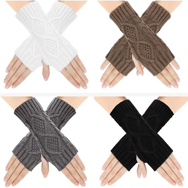 4 Par Knittade Fingervantar, Vintervarma Vantar för