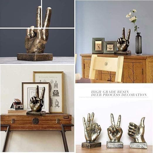 1 x guld gestus bordstatuette, guld fingerskulptur, finger