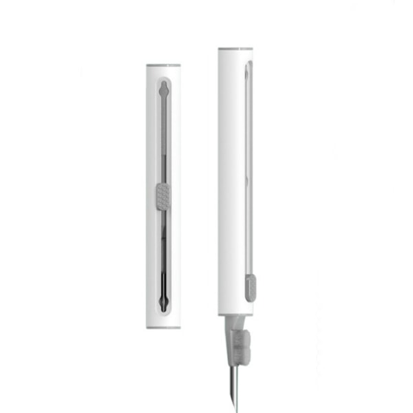 Vit tre-i-ett-infällbar bluetooth-headset rengöringspenna hörlurar rengöringsverktyg mobiltelefon headset borste