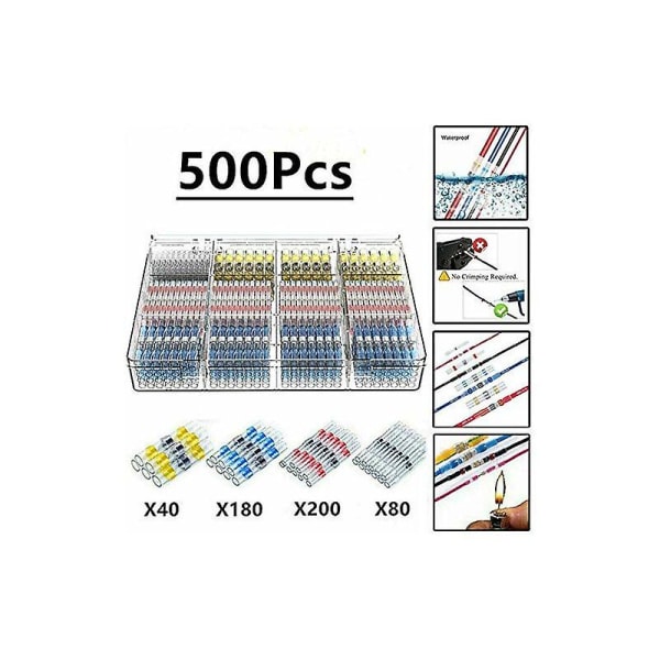 500 st elektriska kabelskor Löd värmekrympslang, maidodo värmekrympslang Löd stumskarv Tätning isolerade elektriska kontakter Vattentät marin marin Automot