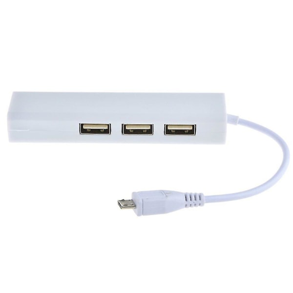 3-ports Micro USB 2.0 Hub til RJ45 nettverks Ethernet-adapter for Android-nettbrett