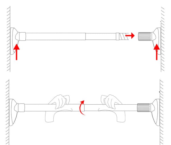 Sort 90-160cm Ingen Punching Justerbar Bruseforhængsstang,