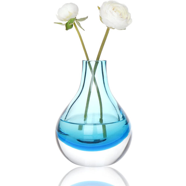 Vas hemdekoration blomma glas bröllop fest dekoration prydnader (blå, 13,5 cm)