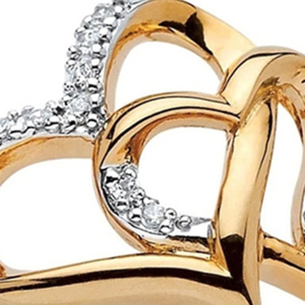 Elegant skinnende forlovelsesring i legering, hul rhinestone dobbelthjerte kvinners vielsesring smykker tilbehør Silver US 7