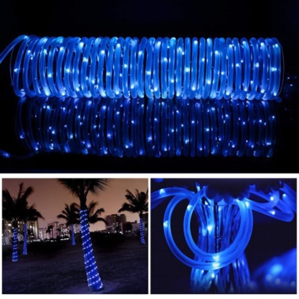 LED-slingor Solar Kopparrör Strängljus Festliga dekorativa ljus (blå)