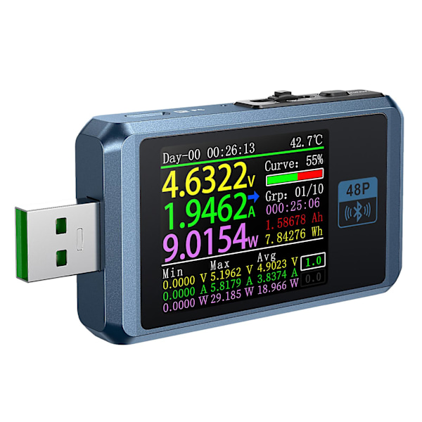 Fnb48p korkea luotettavuus USB DC laturi testeri jännitteen ja virran mittarilla Blue