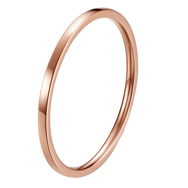 Damer Mode Glat Tynd Titan Stål Bånd Finger Ring Bryllup Smykker Gave Silver US6