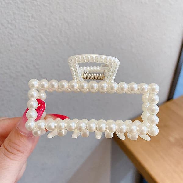 Hårklype Fransk Elegant Perlet Oppsett Hårklemme 36