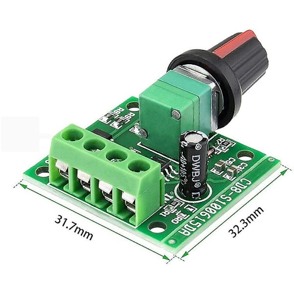 4 stycken PWM-hastighetsregulatorer, 1.8v 3v 5v 6v 12v 2a 1803bk DC-motorhastighetsregulator, justerbar drivströmbrytare med självrestaurerande säkring