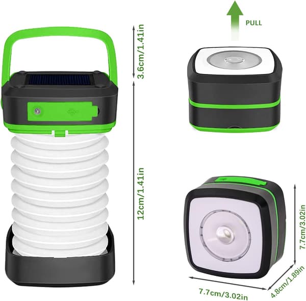 1 stk. Solcellelampe 360° Belysning Sammenleggbar Campinglykt Utendørs