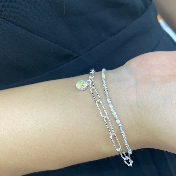 Armband Hjärta Nitar S925 Silver Mode Smycken Ac5126