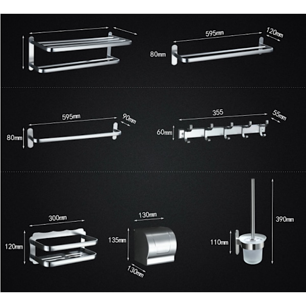 Rumænsk aluminiums håndklædeholder, badehåndklædeholder, badeværelse og badeværelses hardware ophængssæt (dobbelt håndklædeholder-sort maling -),